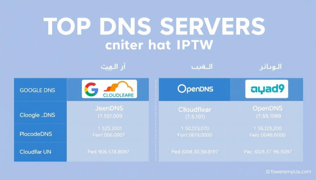 أفضل خوادم DNS لـ IPTV بدون تقطيع مع مقارنة بينها
