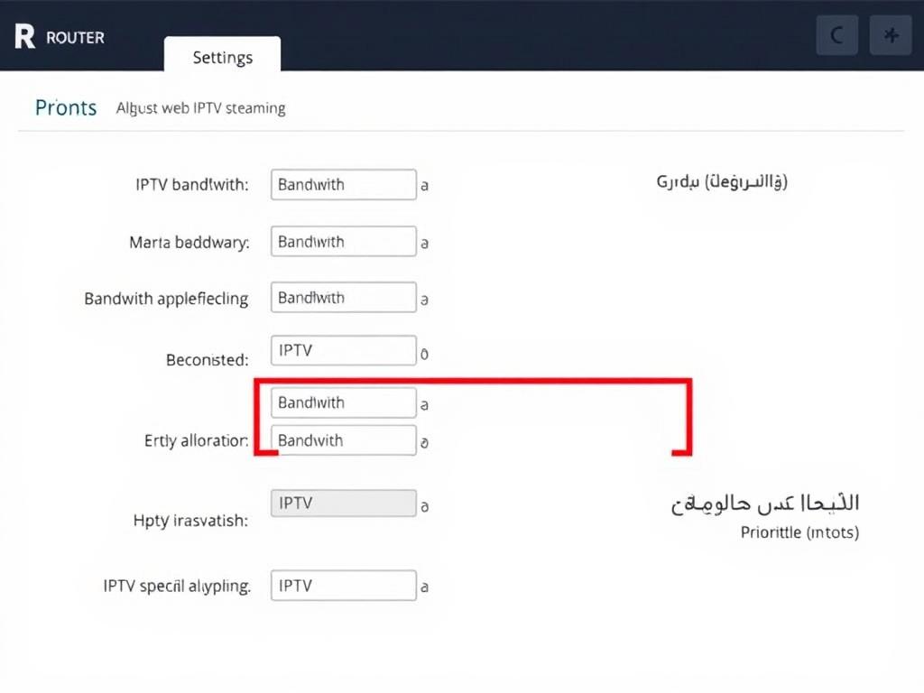 شاشة إعدادات QoS في الراوتر لمنع التقطيع اثناء مشاهدة خدمة IPTV