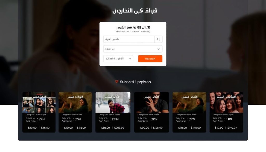شاشة اشتراك في خدمة قنوات محتوى للبالغين +18 توضح الباقات والأسعار