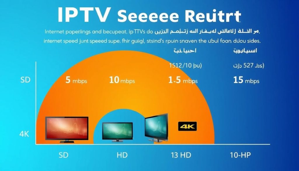 صورة توضح متطلبات سرعة الإنترنت المختلفة لدقة العرض المختلفة في IPTV