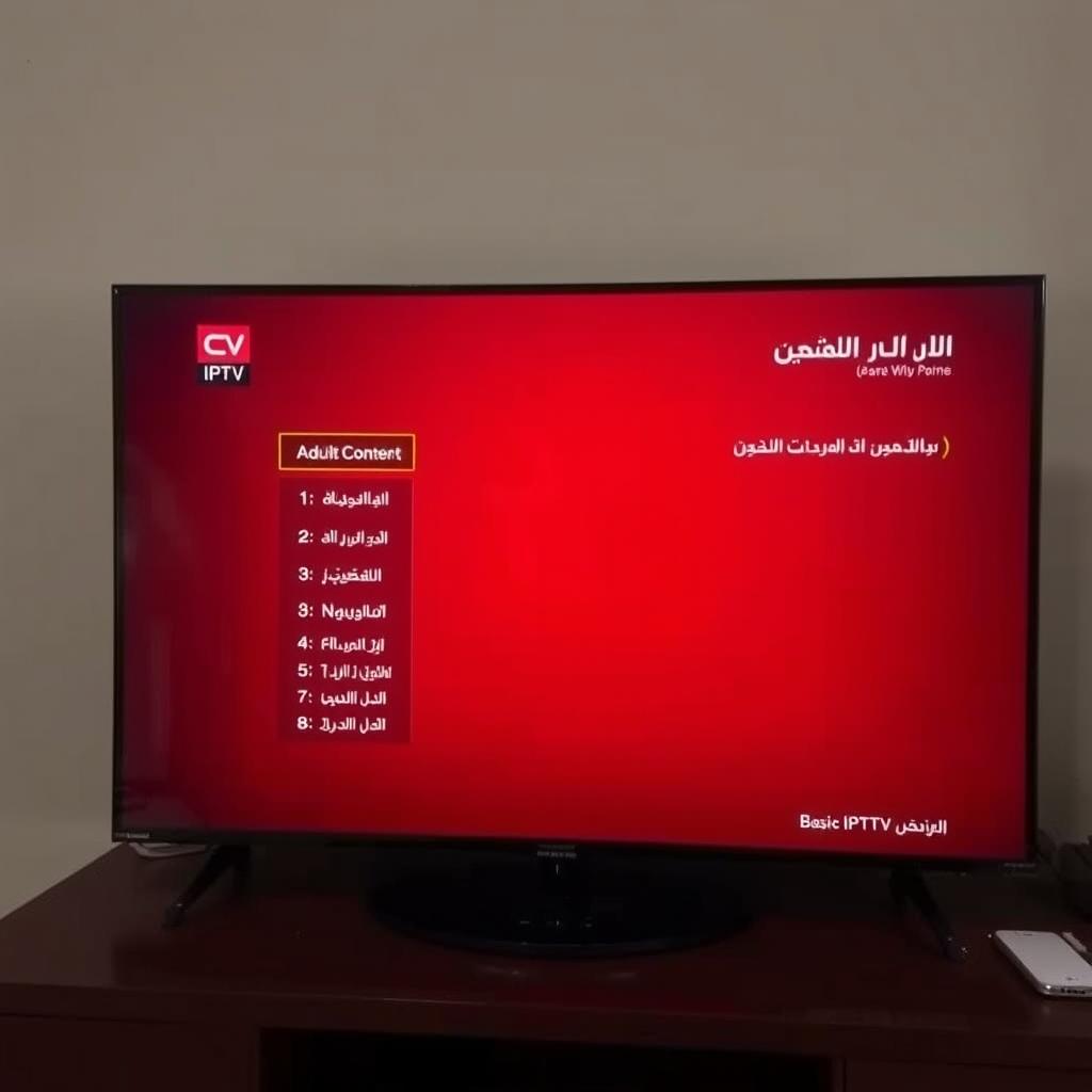 باقة IPTV أساسية للبالغين تعرض على جهاز تلفزيون