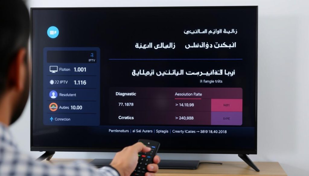 شخص يختبر جودة IPTV على شاشة تلفاز ذكي