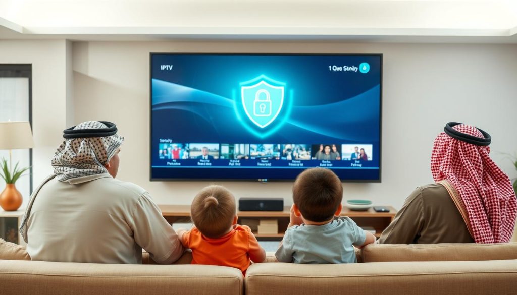 عائلة سعودية تستمتع بخدمة IPTV آمنة في المنزل