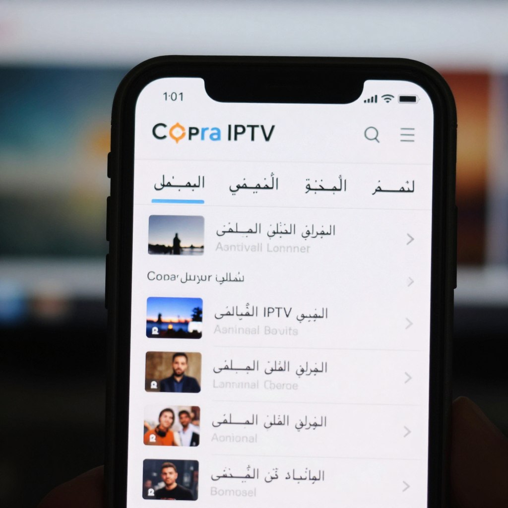 هاتف ذكي يعرض تطبيق كوبرا مع قائمة قنوات البالغين