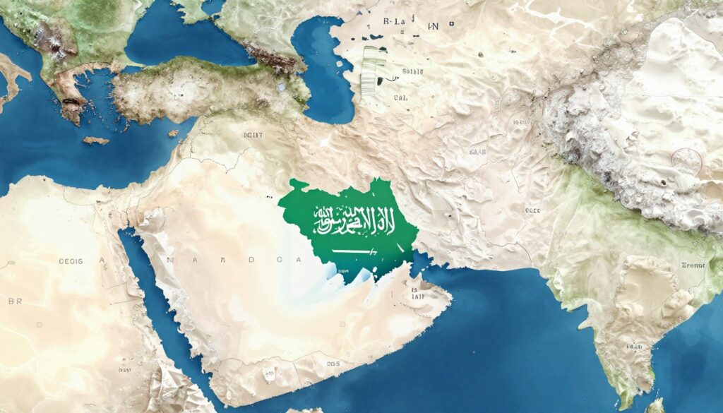 Middle East map highlighting Saudi Arabia and Gulf countries coverage