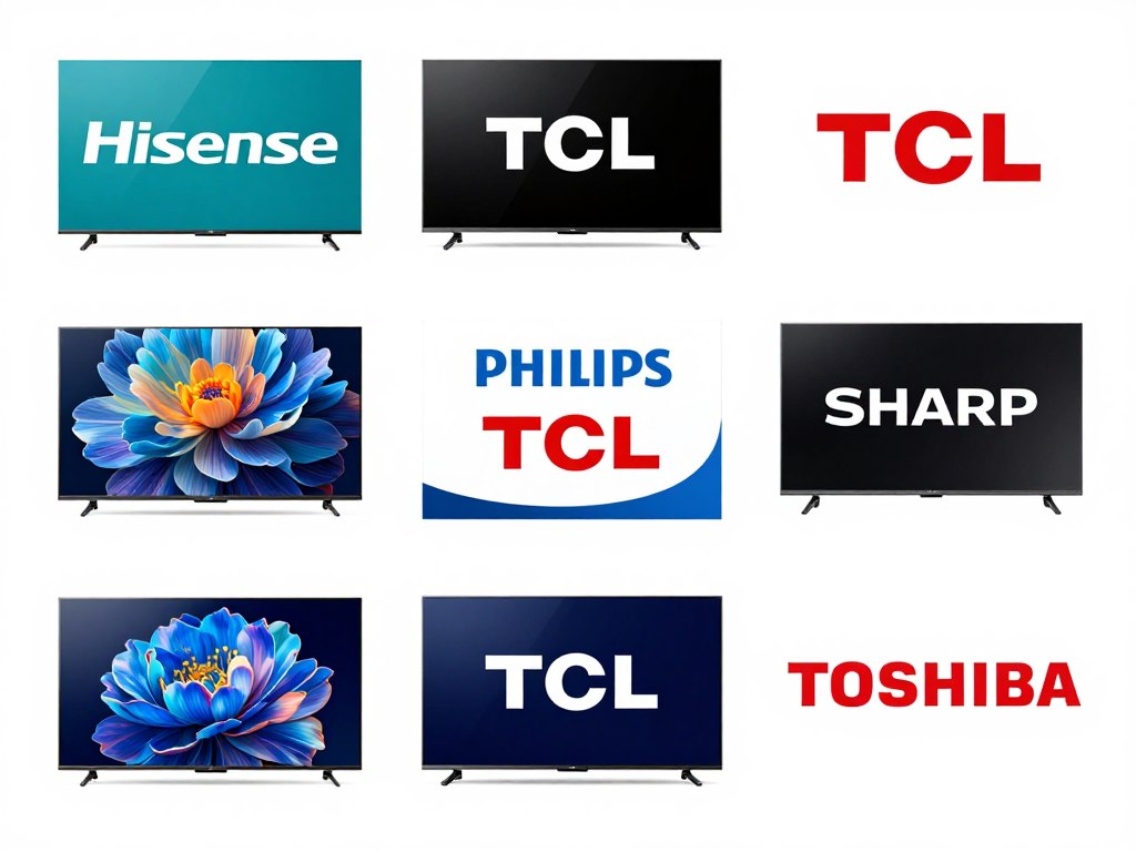 Multiple smart TV brands logos arranged in grid layout