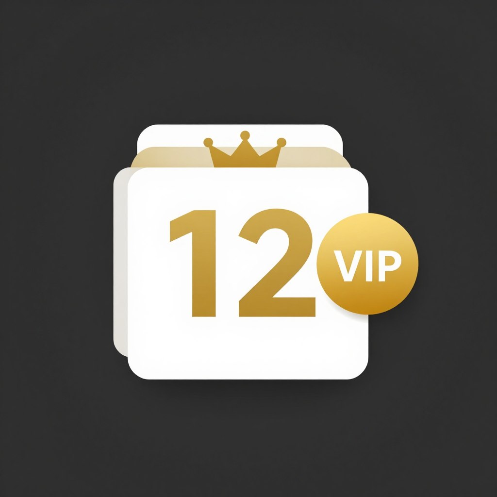 Twelve months subscription package icon with VIP badge