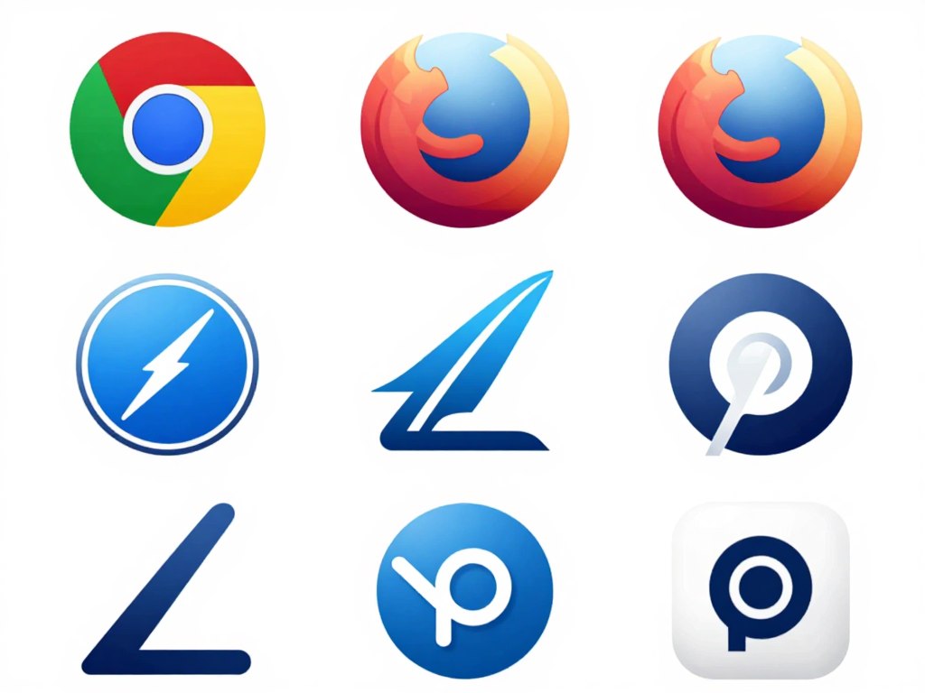 Web browsers logos Chrome Firefox Safari Edge
